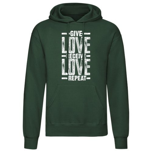 Give Love...Zöld kenguruzsebes pulóver