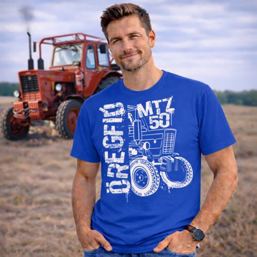 MTZ NEW KÖRVONALAS DESIGN KÉK PÓLÓ FEHÉR MINTA