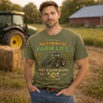 Authentic Farm Life zöld póló