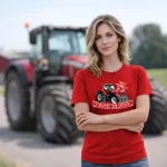 Massey Ferguson piros traktoros női póló