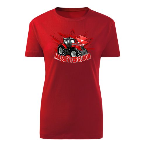 Massey Ferguson piros traktoros női póló