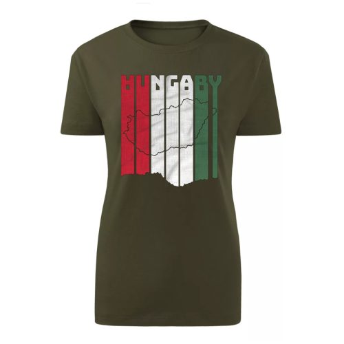 Hungary körvonalas női póló (zöld)