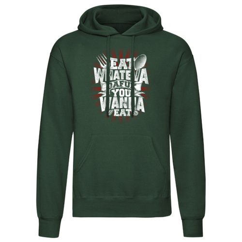 Eat Whateva…Zöld kenguruzsebes pulóver 