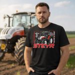 Steyr fekete Traktoros póló