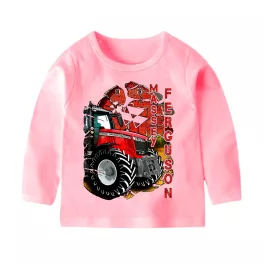   MASSEY FERGUSON FELIRATOS RÓZSASZÍN HOSSZÚ UJJÚ GYEREK PÓLÓ