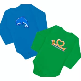 2 DARABOS KUTYÁS, DELFINES SZETT (KÉK-ZÖLD) HOSSZÚ UJJÚ