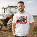 Steyr fehér Traktoros póló