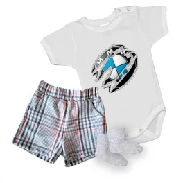   BMW Fehér  Rövid UJJÚ BABA BODY + Rövid nadrág és zokni