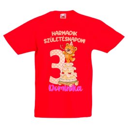 MACIS RÖVID UJJÚ 3.SZÜLINAPOS PIROS LÁNY GYEREK PÓLÓ