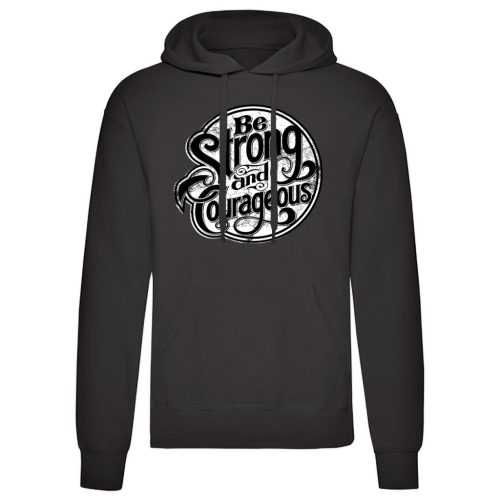 Be Strong…Fekete kenguruzsebes pulóver