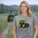 Zöld traktoros szürke női póló