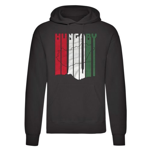 Hungary körvonalas kenguruzsebes pulóver (fekete)