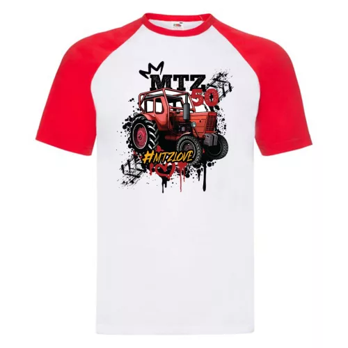 outlet MTZ50 LOVE FEHÉR-PIROS UJJÚ rövid póló XXL-es