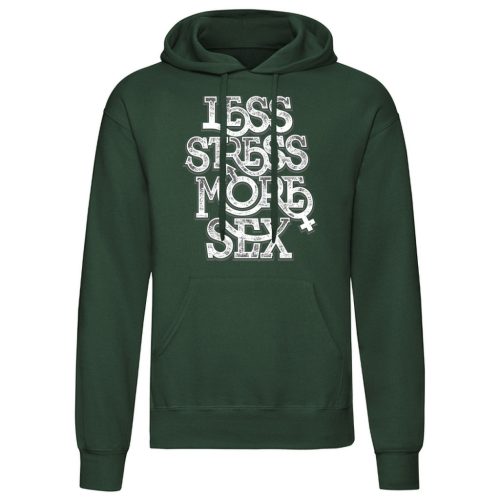 Less Stress...Zöld kenguruzsebes pulóver