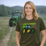 Zöld traktoros zöld női póló