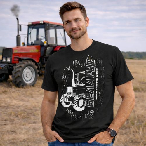 Belarus NEW körvonalas design fekete póló fehér minta