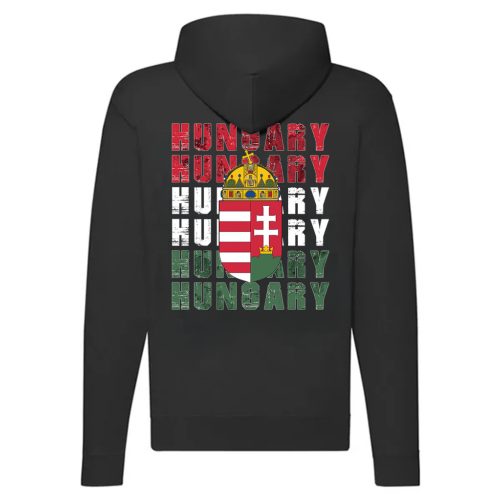 Hungary címer cipzáras pulóver (fekete)