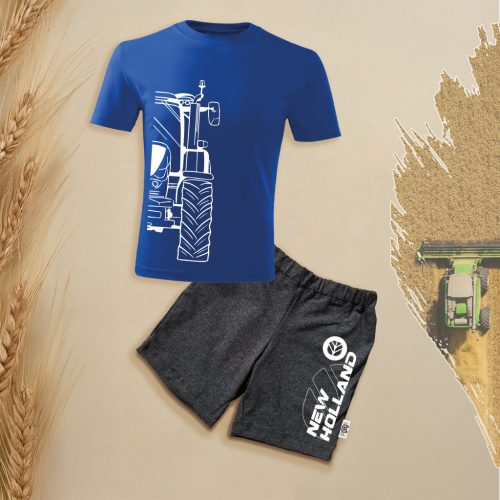 New Holland körvonalas kék gyerek rövidujjú és rövidnadrág szett