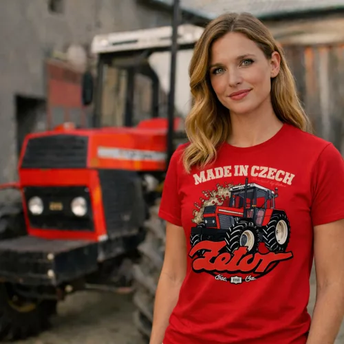 Zetor 10245 piros traktoros női póló