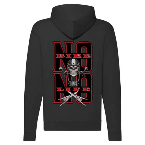 NO BIKE NO LIFE MOTOROS FEKETE CIPZÁRAS PULÓVER