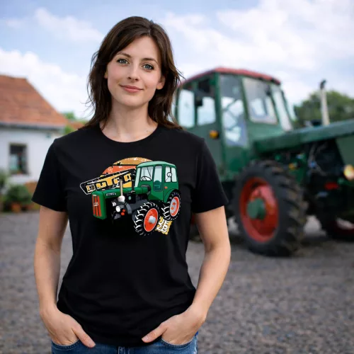 Kis Dutra fekete női traktoros póló