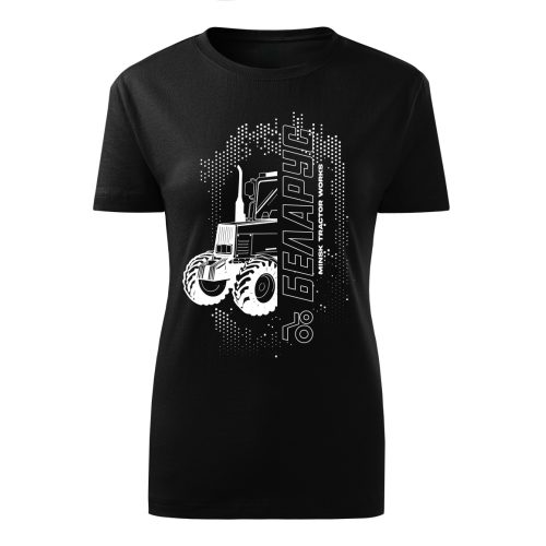 Belarus NEW körvonalas design fekete póló fehér minta