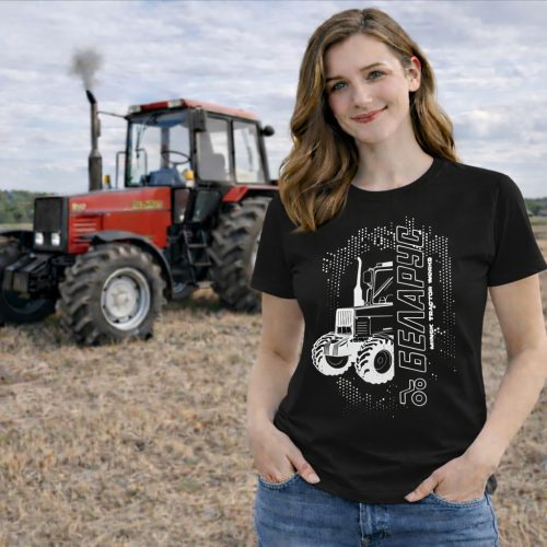 Belarus NEW körvonalas design fekete póló fehér minta