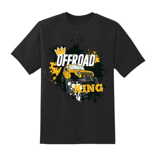 Sárga Offroad King mintás Fekete póló 
