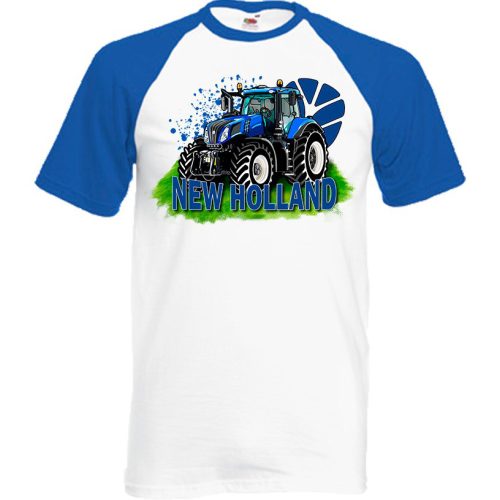 NEW HOLLAND RÖVID UJJÚ PÓLÓ (KÉK-FEHÉR)