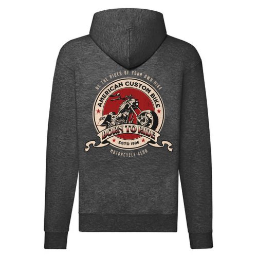 AMERICAN CUSTOM BIKE MOTOROS SZÜRKE CIPZÁRAS PULÓVER
