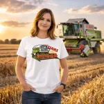Claas Dominator fehér traktoros női póló