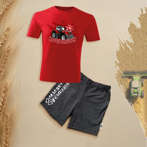 Massey Ferguson piros gyerek rövidujjú és rövidnadrág szett