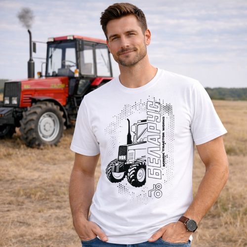 Belarus NEW körvonalas design fehér póló fekete minta