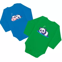 2 DARABOS PANDÁS, BOCIS SZETT (KÉK - ZÖLD) HOSSZÚ UJJÚ