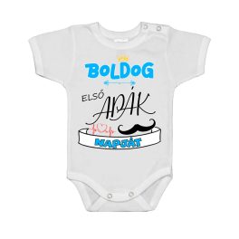 BOLDOG ELSŐ APÁK NAPJÁT BABA BODY FIÚ FEHÉR 