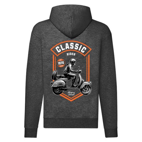 CLASSIC RIDER MOTOROS CIPZÁRAS PULÓVER SZÜRKE