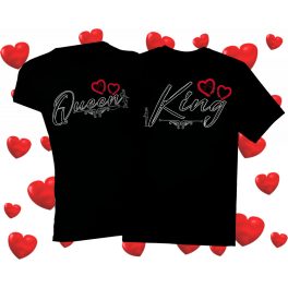   [AKCIÓ] Férfi: XL / Női: M KING/QUEEN...FEKETE RÖVID UJJÚ PÁROS PÓLÓ 