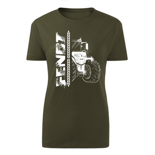 FENDT NEW KÖRVONALAS DESIGN ZÖLD NŐI PÓLÓ FEHÉR MINTA