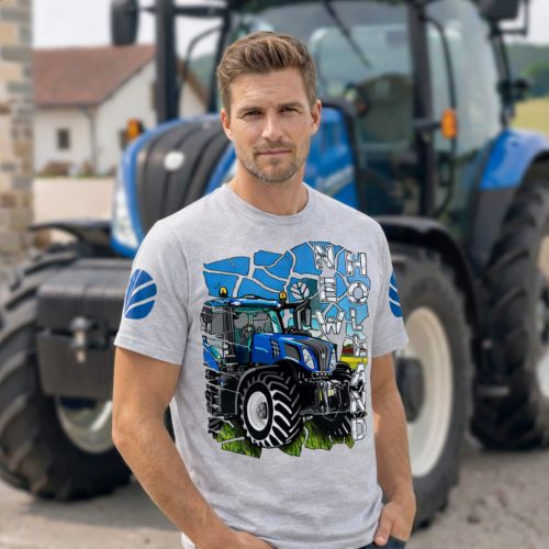 NEW HOLLAND FELIRATOS SZÜRKE PÓLÓ