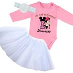 Hosszú ujjú rózsaszín body + tütü szoknya és fejpánt
