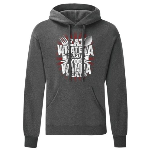 Eat Whateva…Szürke kenguruzsebes pulóver 