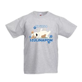   MA VAN A SZÜLINAPOM KUTYÁS RÖVID UJJÚ SZÜRKE GYEREK PÓLÓ