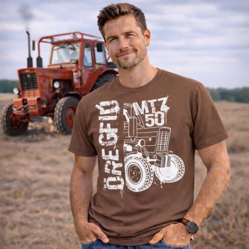 MTZ NEW KÖRVONALAS DESIGN BARNA PÓLÓ FEHÉR MINTA