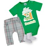 DÍNÓS NEVES SZÜLINAPOS RÖVID ZÖLD BABA BODY, HOSSZÚ NADRÁG ÉS ZOKNI