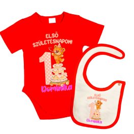 MACIS SZÜLINAPI BODY ELŐKÉVEL PIROS (LÁNY)