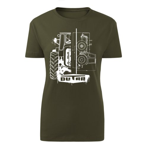 DUTRA NEW KÖRVONALAS DESIGN ZÖLD NŐI PÓLÓ FEHÉR MINTA