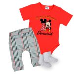 Rövid ujjú Piros body + nadrág  és zokni