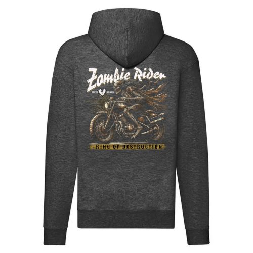 ZOMBIE RIDER SZÜRKE CIPZÁRAS PULÓVER