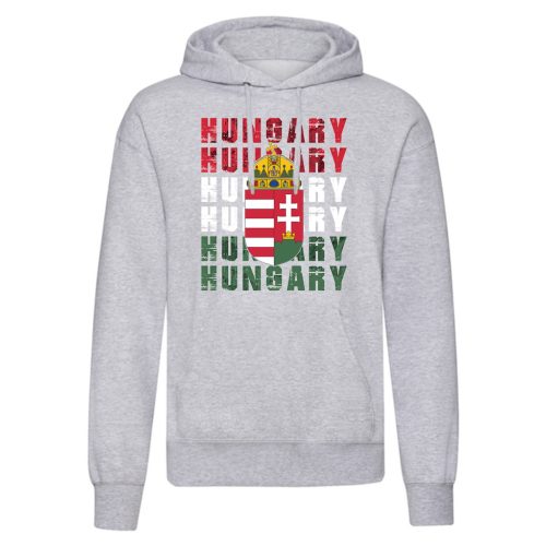 Hungary címer kenguruzsebes pulóver (világosszürke)