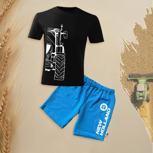 New Holland körvonalas fekete gyerek rövidujjú és rövidnadrág szett